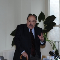Foto Nicoloro G. 29/02/2016 Milano Panoramica di foto d' archivio di Umberto Eco. nella foto Umberto Eco interviene al dibattito, presso la Fondazione SUM, per la presentazione del progetto di alta formazione post laurea.