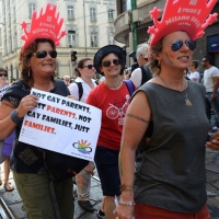 Foto Nicoloro G.  27/06/2015  Milano    Dodicesima edizione del " Milano Gay Pride " che con lo slogan " I diritti nutrono il pianeta " ha visto sfilare in corteo 100.000 partecipanti. nella foto manifestanti lungo il corteo.