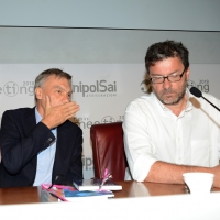 Foto Nicoloro G. 20/08/2018 Rimini Seconda giornata dell' edizione 2018 del Meeting di C.L. che quest' anno ha per tema ' Le forze che muovono la storia sono le stesse che rendono l' uomo felice '. nella foto da sinistra Graziano Delrio e Giancarlo Giorgetti.