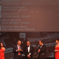 Foto Nicoloro G. 01/09/2012 Venezia Cinquantesima edizione del Premio Campiello promosso e organizzato da Confindustria Veneto. Nella tradizionale sede del teatro La Fenice si è svolta la serata di premiazione del vincitore del Premio Campiello 2012. nella foto Gigliola Cinquetti – Carmine Abate – Bruno Vespa – Andrea Tomat – Anna Valle