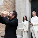 Foto Nicoloro G.   11/09/2022   Ravenna    Cerimonia per il 701° annuale della morte di Dante. nella foto gli attori Ermanna Montanari e Marco Martinelli che leggeranno il I Canto del Paradiso.