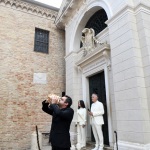 Foto Nicoloro G.   11/09/2022   Ravenna    Cerimonia per il 701° annuale della morte di Dante. nella foto gli attori Ermanna Montanari e Marco Martinelli che leggeranno il I Canto del Paradiso.