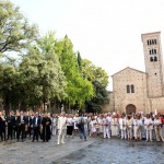 Foto Nicoloro G.   11/09/2022   Ravenna    Cerimonia per il 701° annuale della morte di Dante. nella foto cittadini e autorita' ascoltano la lettura del V canto dell' Inferno fatta dal balcone del Palazzo della Provincia.