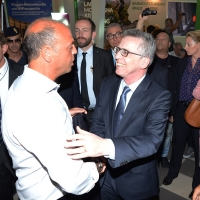 Foto Nicoloro G. 22/08/2016 Rimini Quarta giornata della trentasettesima edizione del Meeting di Rimini che ha per titolo ' Tu sei un bene per me '. Inaugurata dal Capo dello Stato questa manifestazione si svolge per sette giorni tra incontri, dibattiti, mostre. nella foto il ministro Angelino Alfano con il suo collega tedesco Thomas de Maizière.