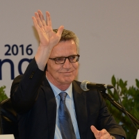 Foto Nicoloro G. 22/08/2016 Rimini Quarta giornata della trentasettesima edizione del Meeting di Rimini che ha per titolo ' Tu sei un bene per me '. Inaugurata dal Capo dello Stato questa manifestazione si svolge per sette giorni tra incontri, dibattiti, mostre. nella foto il ministro dell' Interno tedesco Thomas de Maizière.