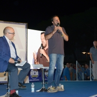 Foto Nicoloro G. 04/08/2018 Cervia ( Ravenna ) Festa della Lega Romagna. nella foto il ministro Matteo Salvini e il giornalista vicedirettore del Tg1 Gennaro Sangiuliano.