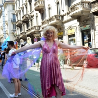 Foto Nicoloro G. 25/06/2016 Milano Manifestazione del Gay Pride con corteo e interventi dal palco. nella foto un partecipante al corteo.