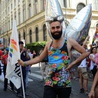 Foto Nicoloro G. 25/06/2016 Milano Manifestazione del Gay Pride con corteo e interventi dal palco. nella foto un partecipante al corteo.