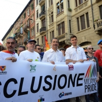 Foto Nicoloro G. 25/06/2016 Milano Manifestazione del Gay Pride con corteo e interventi dal palco. nella foto il neo sindaco Giuseppe Sala lungo il corteo.