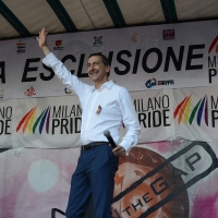 Foto Nicoloro G. 25/06/2016 Milano Manifestazione del Gay Pride con corteo e interventi dal palco. nella foto il neo sindaco Giuseppe Sala sul palco per un intervento.