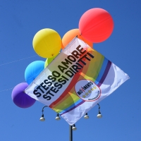 Foto Nicoloro G. 30/06/2018 Milano. Manifestazione con corteo per il Gay Pride. nella foto uno striscione M5S.