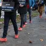 Foto Nicoloro G.   27/11/2021   Ravenna    Flash mob ' Uomini in scarpe rosse '. Un corteo di uomini con scarpe rosse ha sfilato nel centro di Ravenna per dire No alla violenza sulle donne. nella foto un momento lungo il corteo.