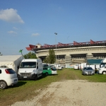 Foto Nicoloro G.   10/05/2019   Milano   Adunata Nazionale degli Alpini per il 100° anniversario della costituzione del Corpo. nella foto tende e camper accampati vicino allo stadio di calcio di San Siro.