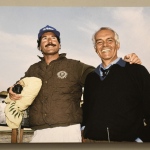 Foto Nicoloro G.   29/08/2023   Ravenna    Anteprima della mostra sull'imbarcazione ''Il Moro di Venezia'' /'America's Cup 1992.  nella foto un' immagine di Paul Cayard, a sinistra, con Raul Gardini.