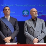 Foto Nicoloro G.   13/07/2022   Ravenna   Assemblea nazionale delle Province. nella foto da sinistra Michele de Pascale, presidente UPI, e Stefano Bonaccini governatore dell' Emilia-Romagna.