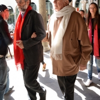 Foto Nicoloro G. 30/05/2013 Milano E' stata allestita nel Piccolo Teatro di via Rovello la camera ardente per Franca Rame, l' attrice si è spenta a 84 anni nella sua casa di Porta Romana a Milano. nella foto Jacopo Fo – Dario Fo