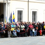 Foto Nicoloro G.   25 Aprile 2024   Ravenna   Celebrazioni per il 79° anniversario della Liberazione. nella foto bandiere dell\' Ucraina, della Brigata Ebraica e del PD  presenti alla manifestazione.