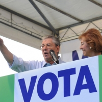 Foto Nicoloro G. 13/05/2011 Milano Chiusura della campagna elettorale della Lega Nord. nella foto Umberto Bossi – Letizia Moratti