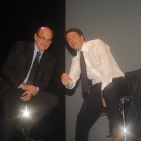 Foto Nicoloro G. 01/02/2013 Firenze Evento di grande importanza, forse unico, che vede insieme in questa campagna elettorale il sindaco di Firenze e il segretario generale del PD. nella foto Pierluigi Bersani – Matteo Renzi