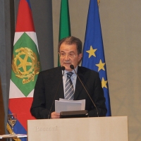 Foto Nicoloro G. 01/02/2011 Milano Commemorazione in Universita' Bocconi della figura dell' ex ministro del Tesoro Tommaso Padoa Schioppa alla presenza del Capo dello Stato. nella foto Romano Prodi