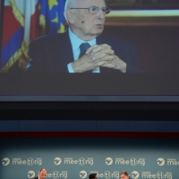 Foto Nicoloro G. 18/08/2013 Rimini Prima giornata della trentaquattresima edizione del " Meeting di Rimini " che quest' anno ha per tema " Emergenza uomo ". nella Giorgio Napolitano