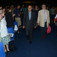 Foto Nicoloro G.   24/08/2015    Rimini    Quinta giornata dell' edizione 2015 del Meeting di C.L. dal titolo ' Di che è mancanza questa mancanza, cuore, che a un tratto ne sei pieno ? '. nella foto da sinistra Julian Carron, presidente Fraternita' di C.L., il presidente EUI Joseph Weiler e la neo presidente Rai Monica Maggioni.