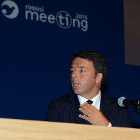 Foto Nicoloro G.   25/08/2015    Rimini    Sesta giornata dell' edizione 2015 del Meeting di C.L. dal titolo ' Di che è mancanza questa mancanza, cuore, che a un tratto ne sei pieno ? '. nella foto il premier Matteo Renzi.