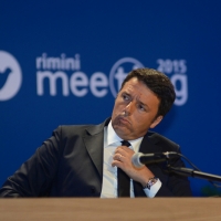 Foto Nicoloro G.   25/08/2015    Rimini    Sesta giornata dell' edizione 2015 del Meeting di C.L. dal titolo ' Di che è mancanza questa mancanza, cuore, che a un tratto ne sei pieno ? '. nella foto il premier Matteo Renzi.