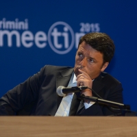 Foto Nicoloro G.   25/08/2015    Rimini    Sesta giornata dell' edizione 2015 del Meeting di C.L. dal titolo ' Di che è mancanza questa mancanza, cuore, che a un tratto ne sei pieno ? '. nella foto il premier Matteo Renzi.