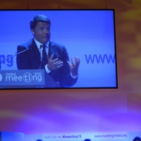 Foto Nicoloro G.   25/08/2015    Rimini    Sesta giornata dell' edizione 2015 del Meeting di C.L. dal titolo ' Di che è mancanza questa mancanza, cuore, che a un tratto ne sei pieno ? '. nella foto il premier Matteo Renzi.