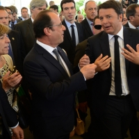 Foto Nicoloro G.  21/06/2015  Milano  Visita all' Expo del presidente della Repubblica francese. nella foto il presidente Francois Hollande con il premier Matteo Renzi.
