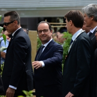 Foto Nicoloro G.  21/06/2015  Milano  Visita all' Expo del presidente della Repubblica francese. nella foto il presidente Francois Hollande al suo arrivo al Padiglione della Francia.