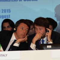 Foto Nicoloro G.  31/07/2015   Milano    Nell' ambito di Expo 2015 si svolge la Conferenza Internazionale dei ministri della Cultura di piÃ¹ di 80 paesi presenti. nella foto    Matteo Renzi e Dario Franceschini