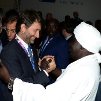 Foto Nicoloro G.  31/07/2015   Milano    Nell' ambito di Expo 2015 si svolge la Conferenza Internazionale dei ministri della Cultura di piÃ¹ di 80 paesi presenti. nella foto il nostro ministro Dario Franceschini con il ministro del Sudan.