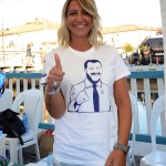 Foto Nicoloro G.   03/08/2019   Cervia ( Ra )   Festa della Lega Romagna. nella foto una simpatizzante con maglietta personalizzata.