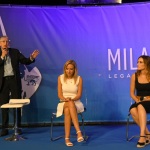 Foto Nicoloro G.   31/07/2020   Cervia ( Ra )  Prima serata della Festa della Lega Romagna. nella foto da sinistra il giornalista Mario Giordano, l' europarlamentare Silvia Sardone e la senatrice Lucia Bergonzoni.