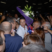 Foto Nicoloro G. 02/09/2013 Bologna Festa del PD di Bologna con l’ intervento del sindaco di Firenze Matteo Renzi. nella foto Matteo Renzi tra la folla dei simpatizzanti  