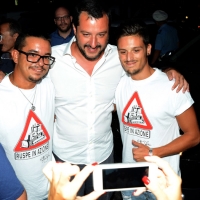 Foto Nicoloro G.  25/07/2015  Cervia ( Ravenna )  Festa Nazionale della Lega Nord Romagna. nella foto Matteo Salvini si presta agli ormai usuali selfie.
