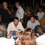 Foto Nicoloro G.   31/07/2022   Cervia ( RA  )   Festa della Lega Romagna. nella foto Matteo Salvini e Jacopo Morrone a tavola tra commensali.