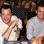 Foto Nicoloro G.   31/07/2022   Cervia ( RA  )   Festa della Lega Romagna. nella foto Matteo Salvini con Jacopo Morrone segretario della Lega Romagna.