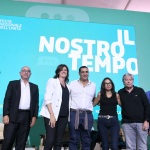 01/09/2023   Ravenna   Festa Nazionale dell' Unita'. nella foto da sinistra Vanessa Ricciardi, Roberto Bozzi, Chiara Braga, Michele de Pascale, Irene Priolo, Vasco Errani e Giuliano Zignani.
