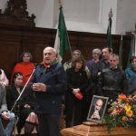 Foto Nicoloro G.   29/03/2023   Bagnacavallo   (RA)   Si sono svolti oggi i funerali dell' attore Ivano Marescotti. nella foto Renzo Savini segretario provinciale dell' ANPI, cui l' attore era molto legato.