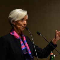 Foto Nicoloro G.  09/12/2014    Milano    Inaugurazione dell' Anno Accademico 2014-2015 dell' Università Bocconi. nella foto il direttore generale del FMI Christine Lagarde durante il suo intervento.