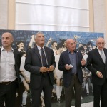 Foto Nicoloro G.   02/09/2021   Fusignano ( Ra )   Inaugurazione della mostra dedicata ad Arrigo Sacchi dal titolo  \' Oltre il sogno. L\' emozione del calcio totale di Arrigo Sacchi \'. nella foto da sinistra Nicola Pasi, sindaco di Fusignano, Gabriele Gravina, presidente FIGC, Arrigo Sacchi e Adriano Galliani.