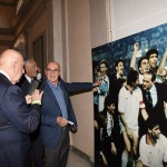 Foto Nicoloro G.   02/09/2021   Fusignano ( Ra )   Inaugurazione della mostra dedicata ad Arrigo Sacchi dal titolo  ' Oltre il sogno. L' emozione del calcio totale di Arrigo Sacchi '. nella foto Arrigo Sacchi e Adriano Galliani davanti ad un grande poster della squadra del Milan.