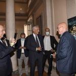 Foto Nicoloro G.   02/09/2021   Fusignano ( Ra )   Inaugurazione della mostra dedicata ad Arrigo Sacchi dal titolo  ' Oltre il sogno. L' emozione del calcio totale di Arrigo Sacchi '. nella foto da sinistra Adriano Galliani, Gabriele Gravina e Arrigo Sacchi.