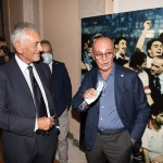 Foto Nicoloro G.   02/09/2021   Fusignano ( Ra )   Inaugurazione della mostra dedicata ad Arrigo Sacchi dal titolo  ' Oltre il sogno. L' emozione del calcio totale di Arrigo Sacchi '. nella foto il presidente della FIGC Gabriele Gravina con Arrigo Sacchi.