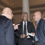 Foto Nicoloro G.   02/09/2021   Fusignano ( Ra )   Inaugurazione della mostra dedicata ad Arrigo Sacchi dal titolo  ' Oltre il sogno. L' emozione del calcio totale di Arrigo Sacchi '. nella foto da sinistra Adriano Galliani, Gabriele Gravina e Arrigo Sacchi.