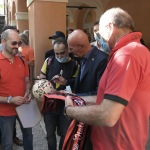 Foto Nicoloro G.   02/09/2021   Fusignano ( Ra )   Inaugurazione della mostra dedicata ad Arrigo Sacchi dal titolo  ' Oltre il sogno. L' emozione del calcio totale di Arrigo Sacchi '. nella foto Arrigo Sacchi lascia autografi a suoi simpatizzanti.