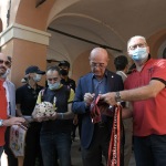 Foto Nicoloro G.   02/09/2021   Fusignano ( Ra )   Inaugurazione della mostra dedicata ad Arrigo Sacchi dal titolo  ' Oltre il sogno. L' emozione del calcio totale di Arrigo Sacchi '. nella foto Arrigo Sacchi lascia autografi a suoi simpatizzanti.